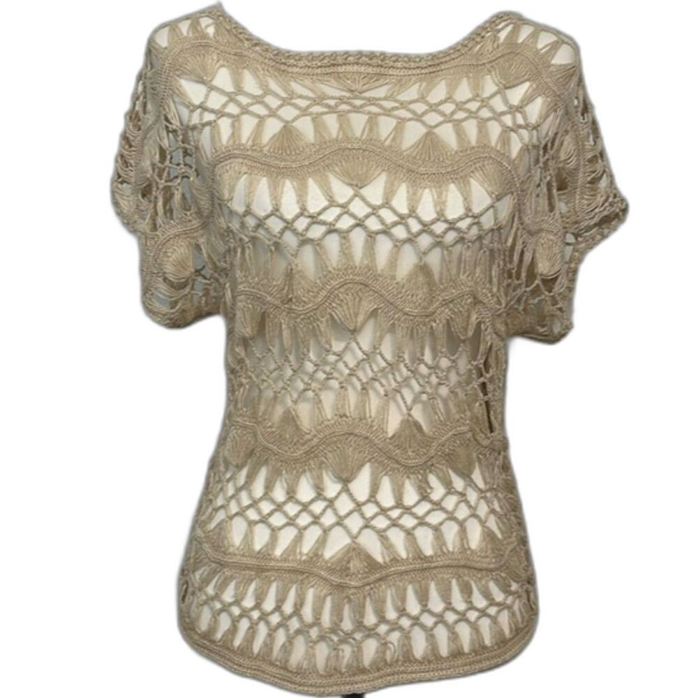 Maurices Crochet Knit Shirt Womens Small Boho Beachy Hippie Vacation Coastal
